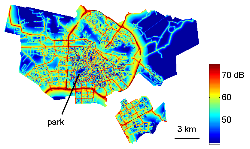 Figure 5. Traffic noise map of Amsterdam.