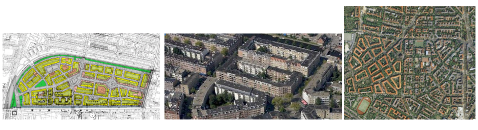 Figure 3. Closed housing blocks (courtyards) in Amsterdam and Rotterdam.